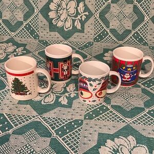 Vintage Festive Mug Collection - Red, Blue, White